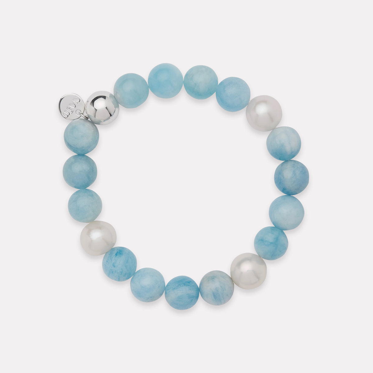Sunset Aquamarine & Pearl Stretch Bracelet