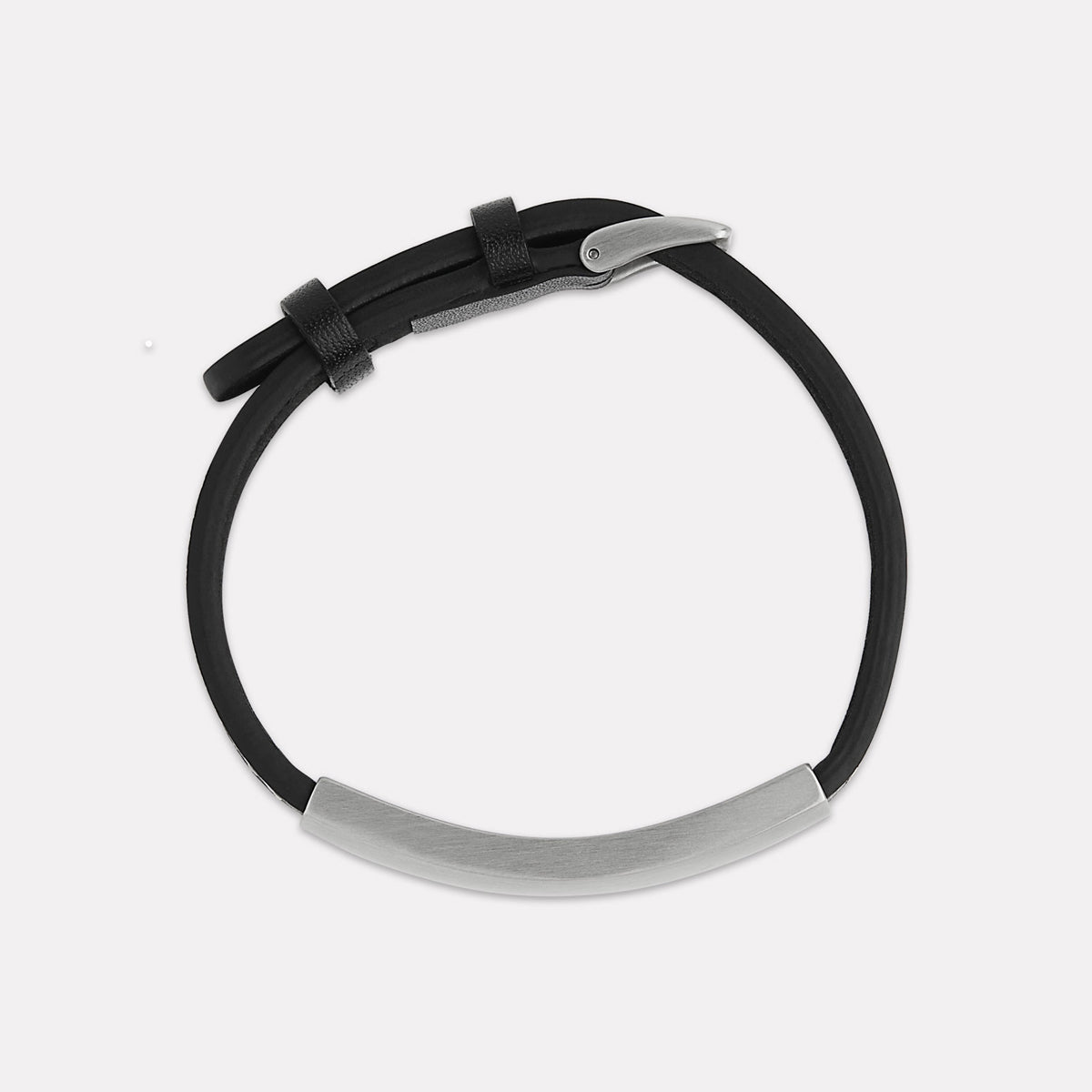 Memento Men’s Leather Buckle Identity Bracelet