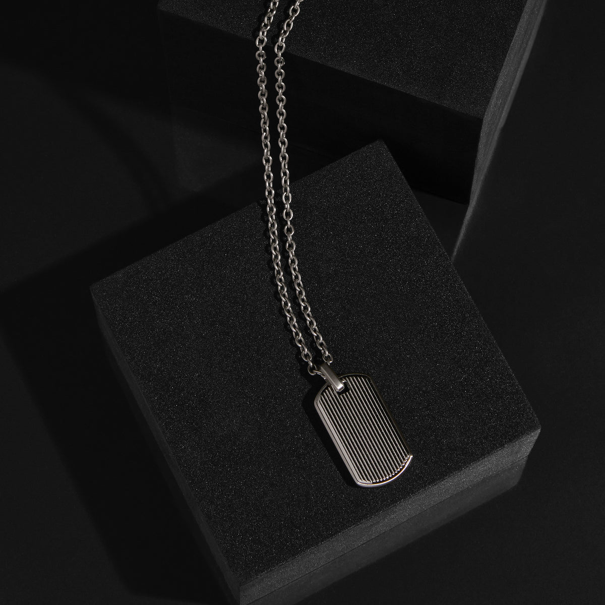 Rocca Men’s Stainless Steel Dog Tag Pendant
