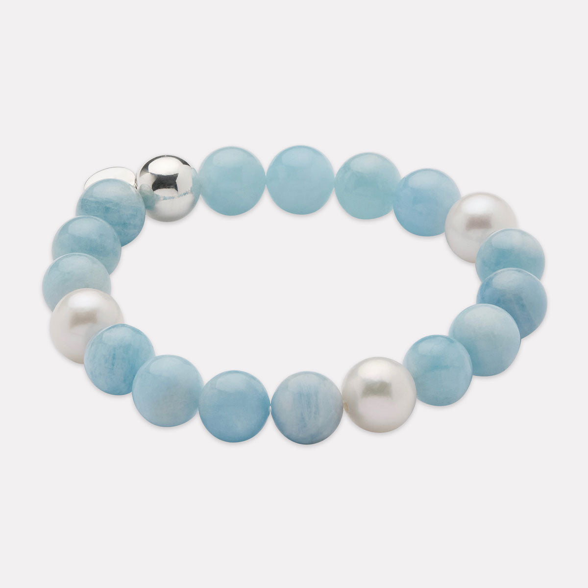 Sunset Aquamarine & Pearl Stretch Bracelet