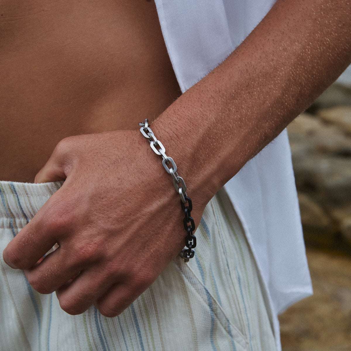 Echo Men's 2-Tone Steel Bracelet (21cm)