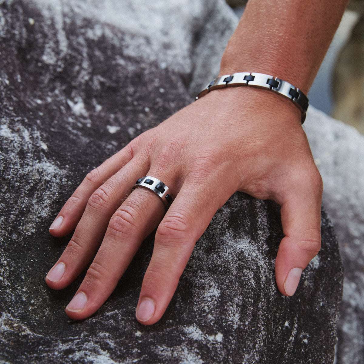 Paragon Men's Steel & Rubber Bracelet