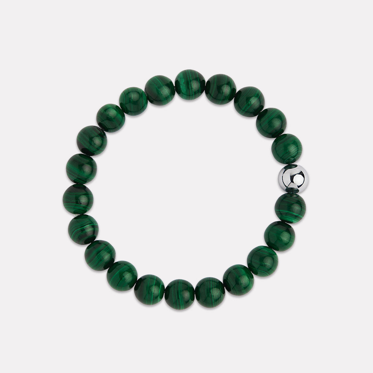 Apollo Men's 10mm Malachite & Steel Elasticised Stretch Bracelet